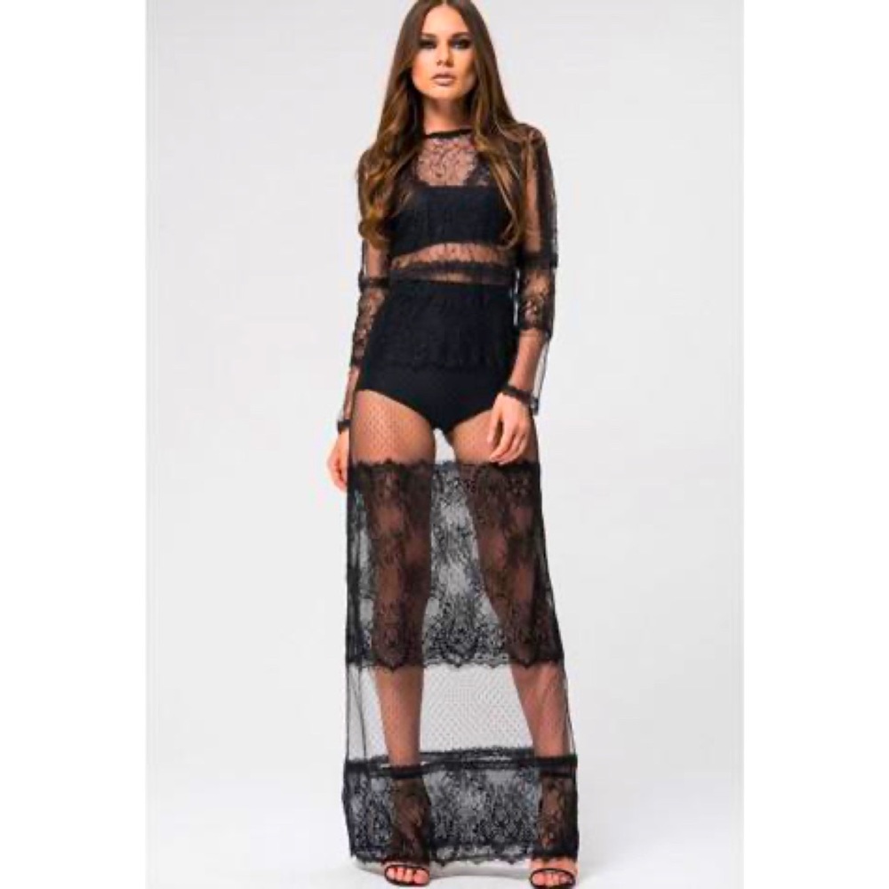 Sheer Long Sleeve Dress